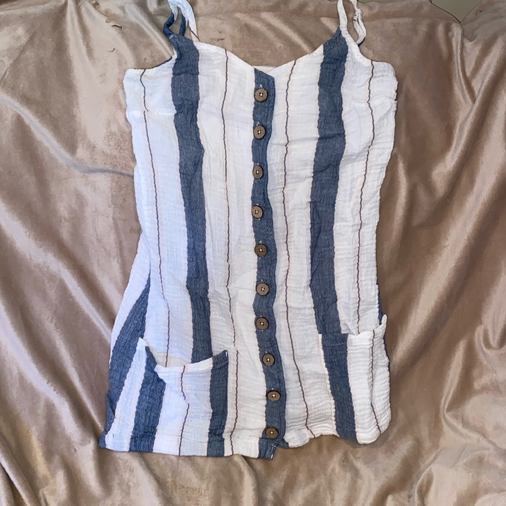 White & blue stripped light weight linen sundress
